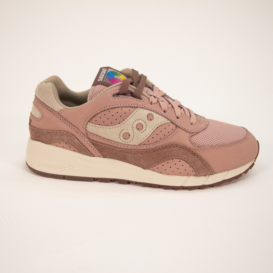 rose pink women's saucony shadow 6000 with off white sole comfort shoe