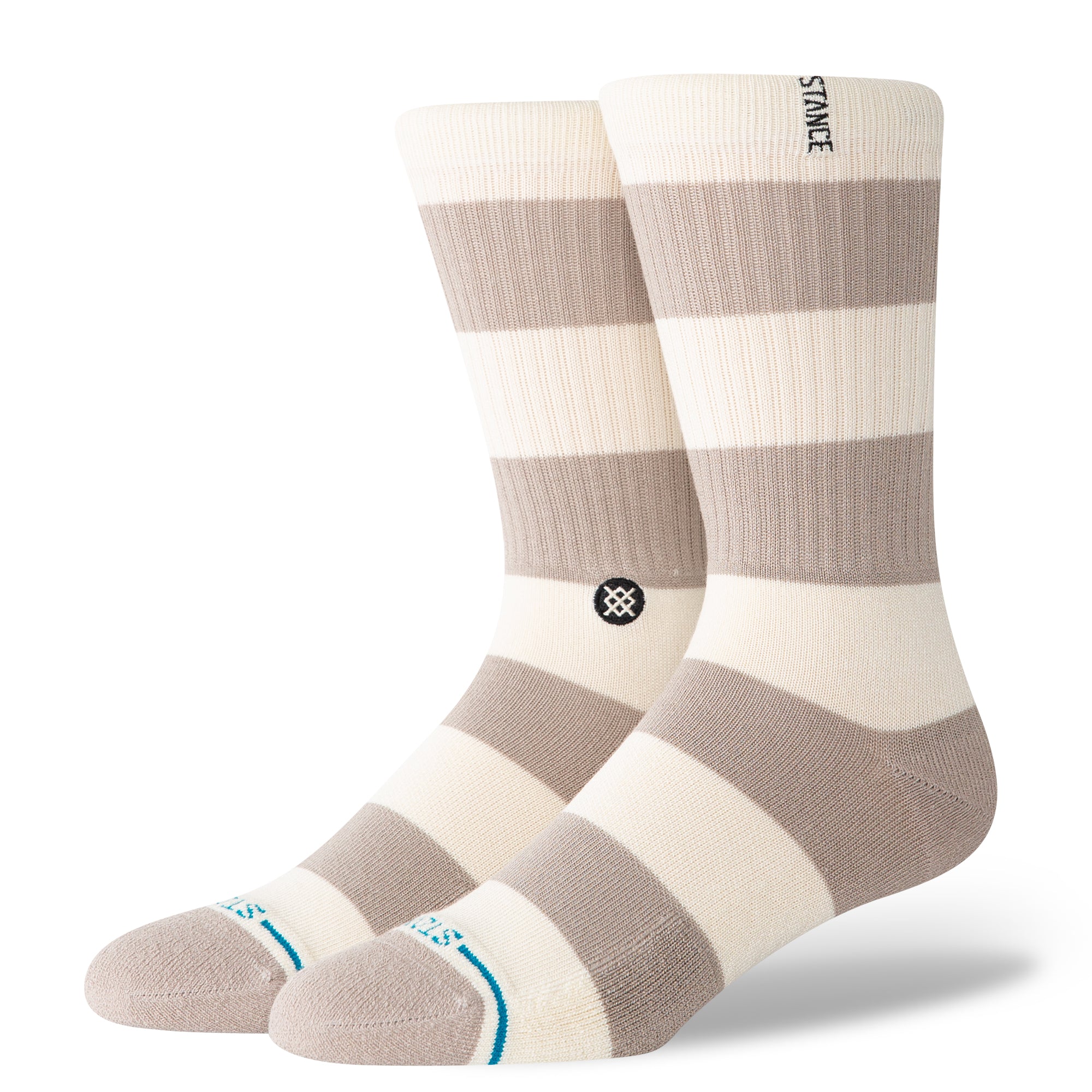 tan and brown striped butter blend men's stance crew socks