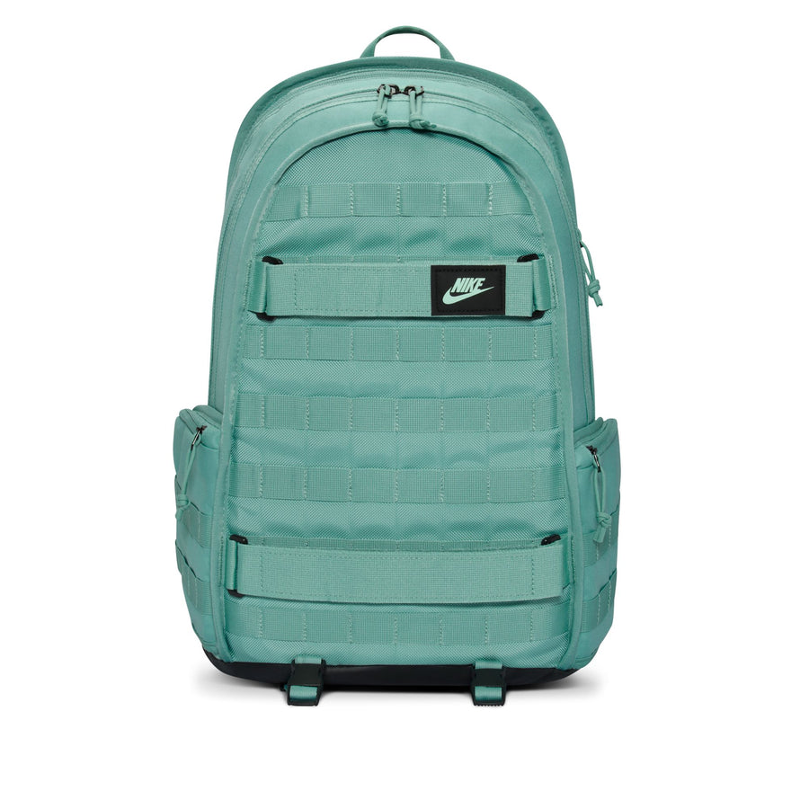 Teal backpack with Nike logo on a white background
