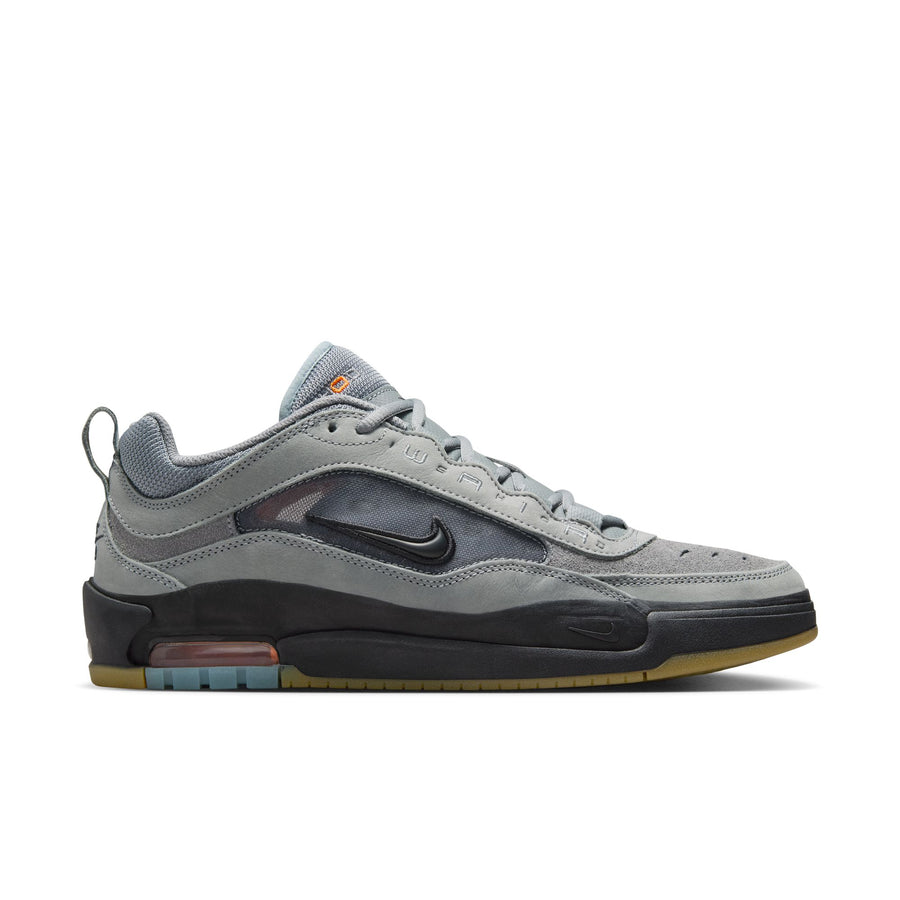 cool Gray nike sb ishod wair max iso skateboard sneaker with black accents on a white background