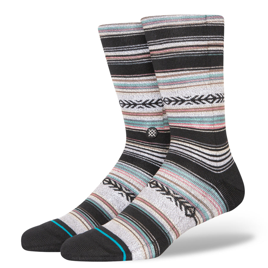 black brown green and orange striped stance men's crew socks