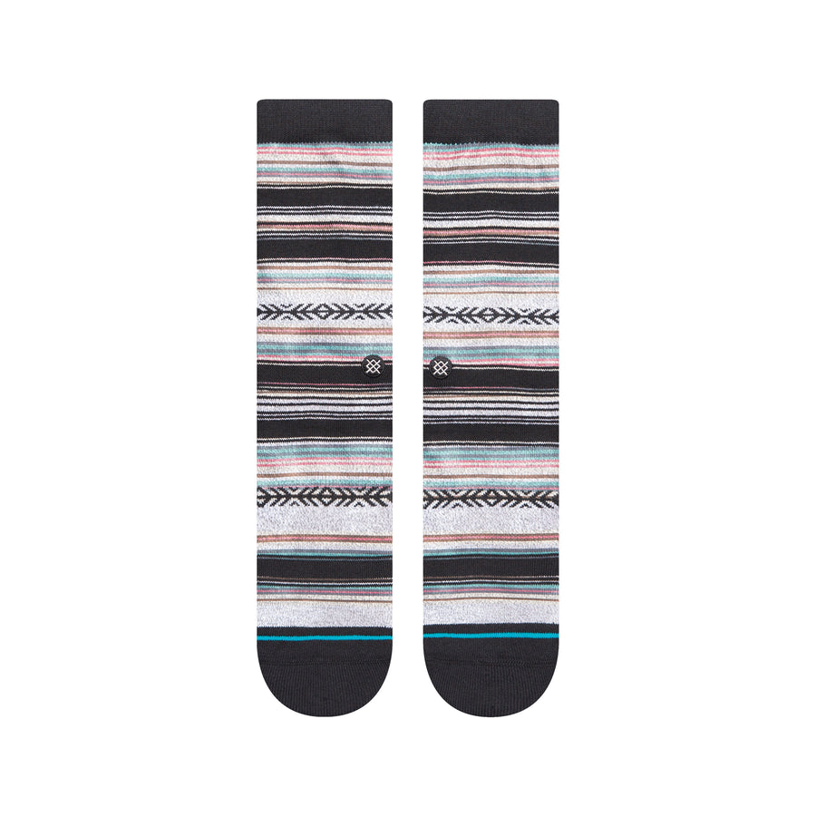 black brown green and orange striped stance men's crew socks