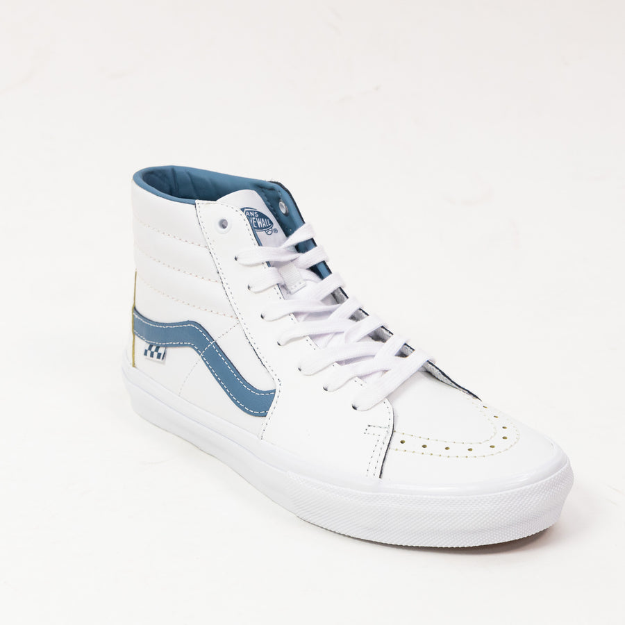 white leather vans men's wearaway sk8-hi skate shoe