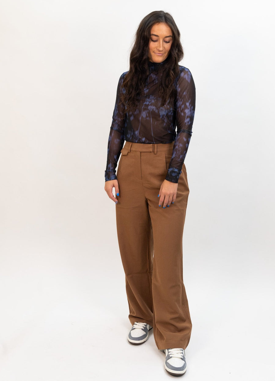 brown wild pony women's Long camel-colored crepe pants