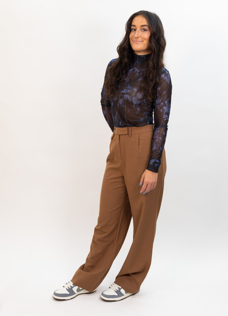 brown wild pony women's Long camel-colored crepe pants