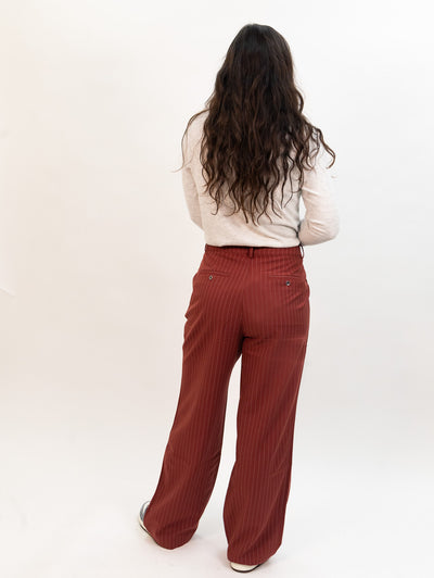Wild Pony Pinstripe Suit Pants - Burgundy