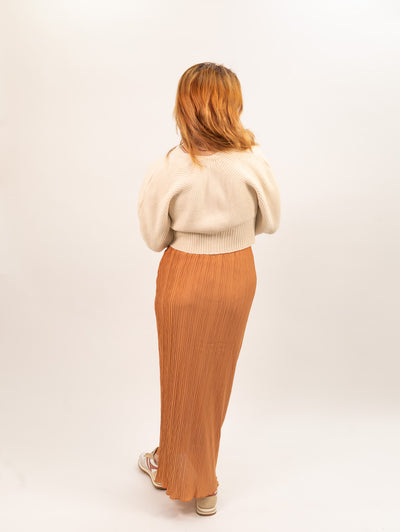 Moon River Plisse High Waist Long Skirt - Terracotta