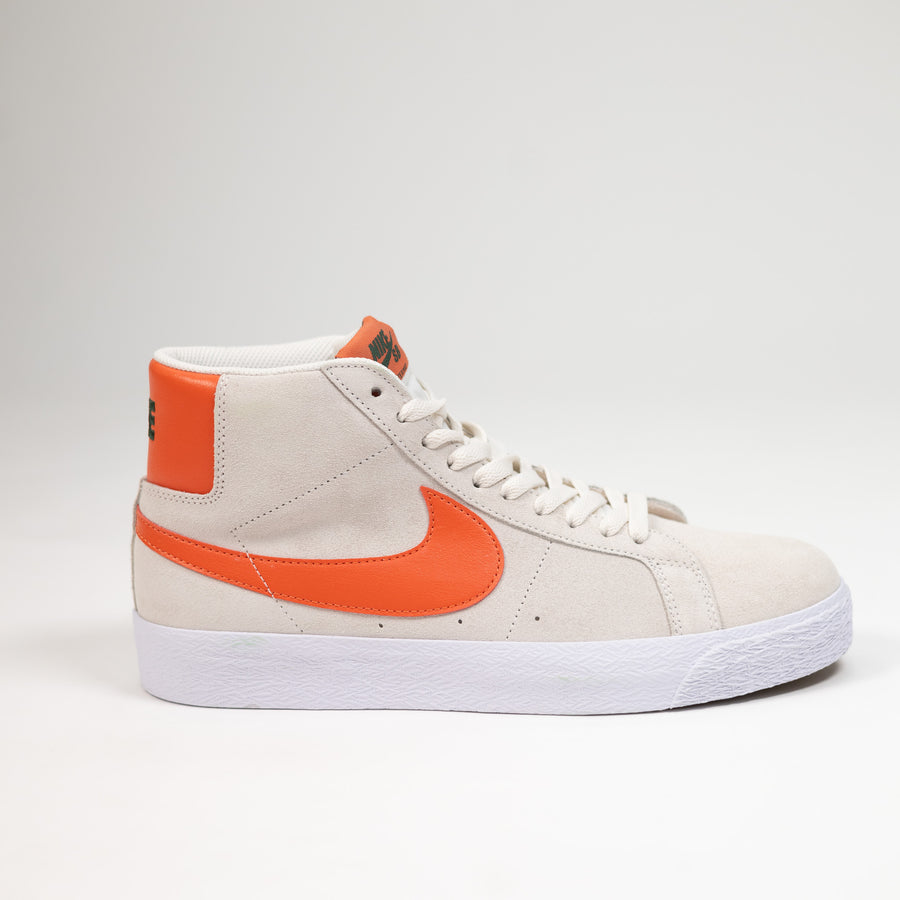 off white and orange nike sb blazer high top and white sole