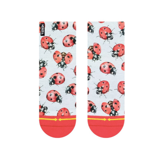 merge4 Lady Bugs Quarter Crew Socks with Art by Hanna Minck