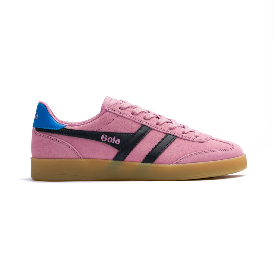 pink gola women's viper with black stripe, blue detail and gum sole