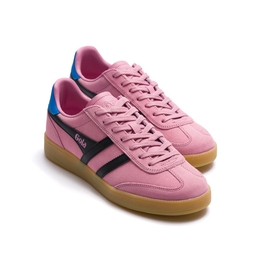 pink gola women's viper with black stripe, blue detail and gum sole