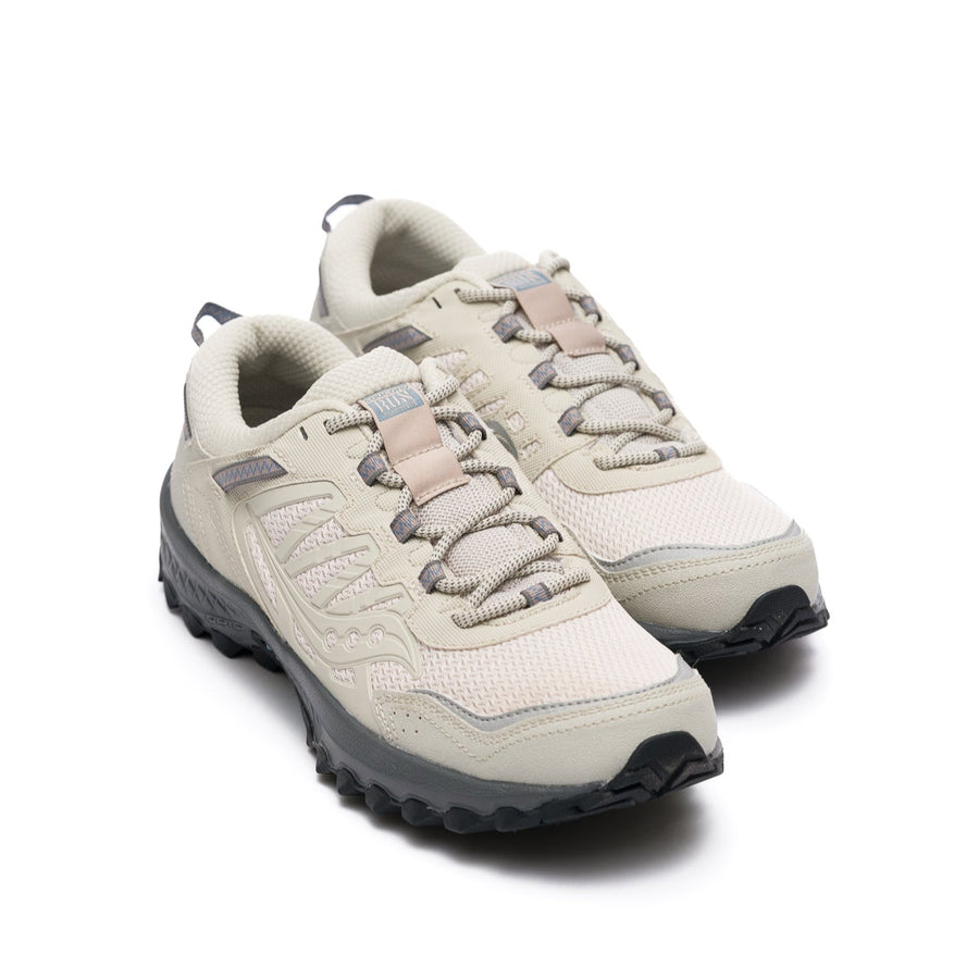 Grey saucony women's grid peak trail running sneaker with grey sole