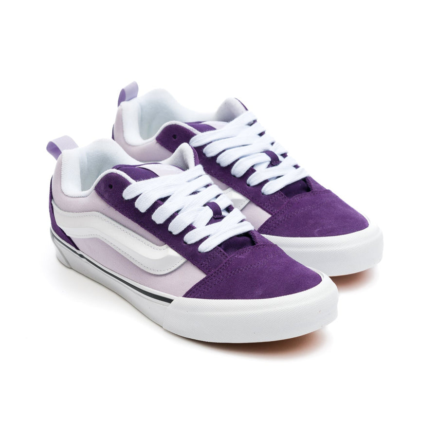 2-tone purple vans women's knu skool with white stripe and white sole