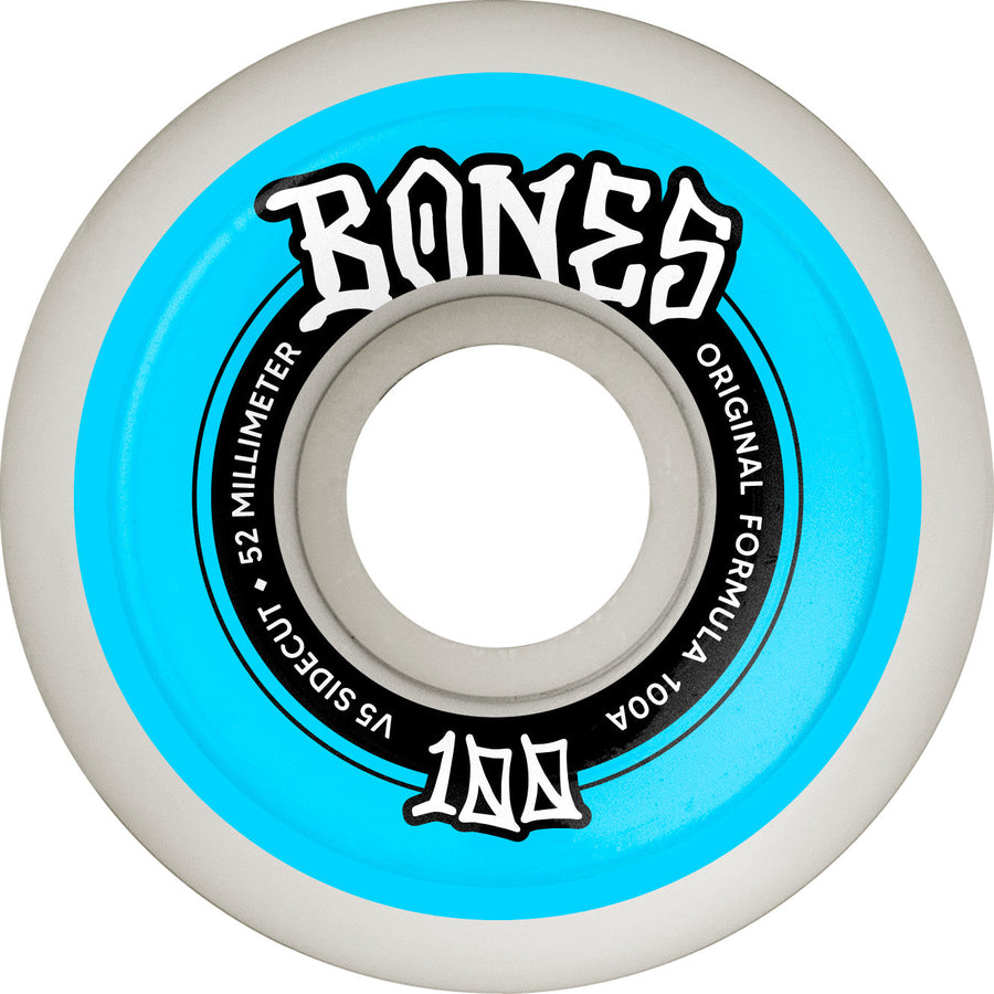 Bones OG 100's Original Formula V5 Sidecut 52mm 100a Wheels - White (Set of 4)