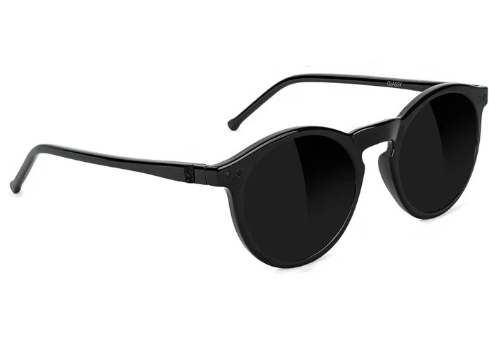 Black glassy apollo premium polarized sunglasses on a white background