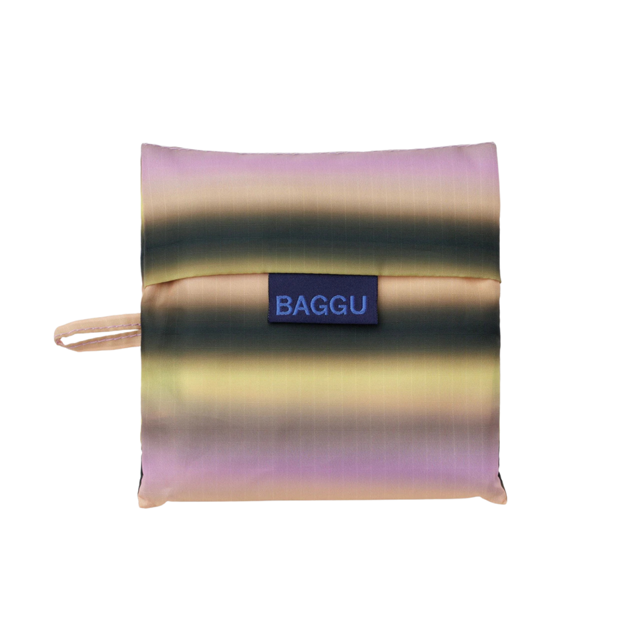 Reusable standard baggu shopping bag with striped pattern on a white background