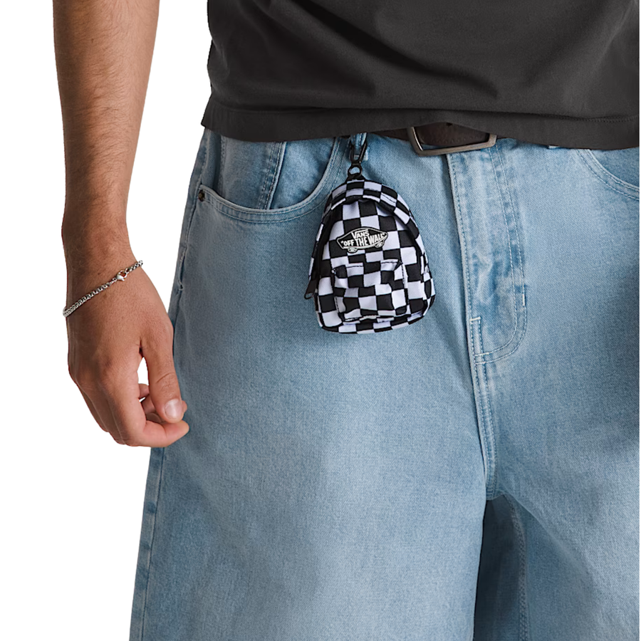 black and white checkerboard micro vans old skool bag charm
