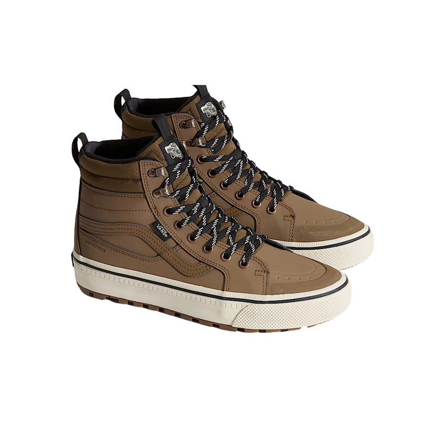 brown vans mte sk8-hi all weather high top men's shoe with off-white sole