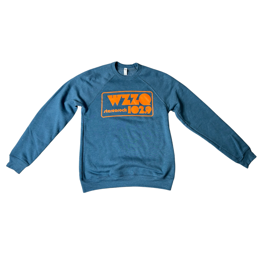classic teal wzzq stereorock 102.9 jackson mississippi radio station hooded sweatshirt with orange writing