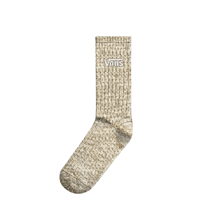 brown vans marled almond crips ribbed crew sock on a white background