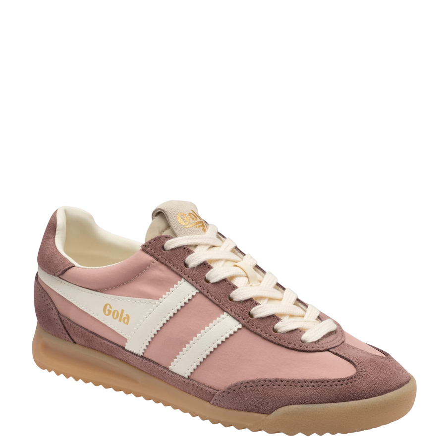 two tone pink gola firefly women's sneakers with a gum sole on white background