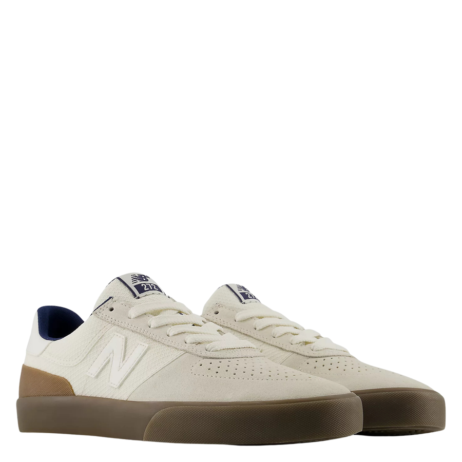 White new balance numeric 272 sneaker with brown sole on a white background