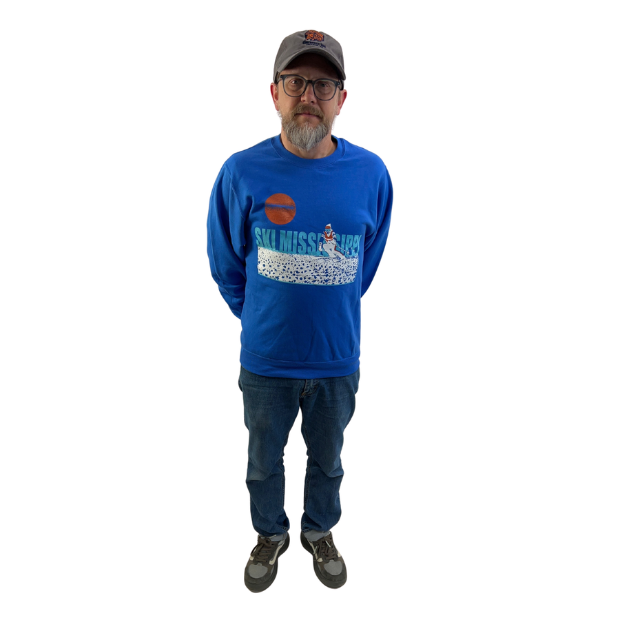 royal blue ski mississippi crew neck sweatshirt by fashions ink distributed by swell-o-phonic