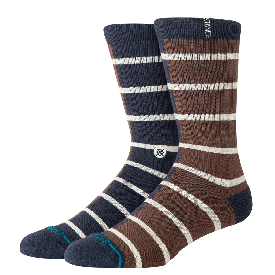 blue and brown stance double vision butter blend men's crew socks