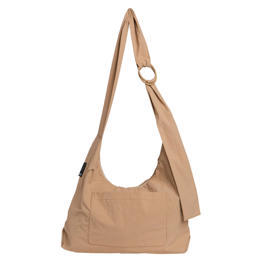 sand colored thread slouchy shoulder bag