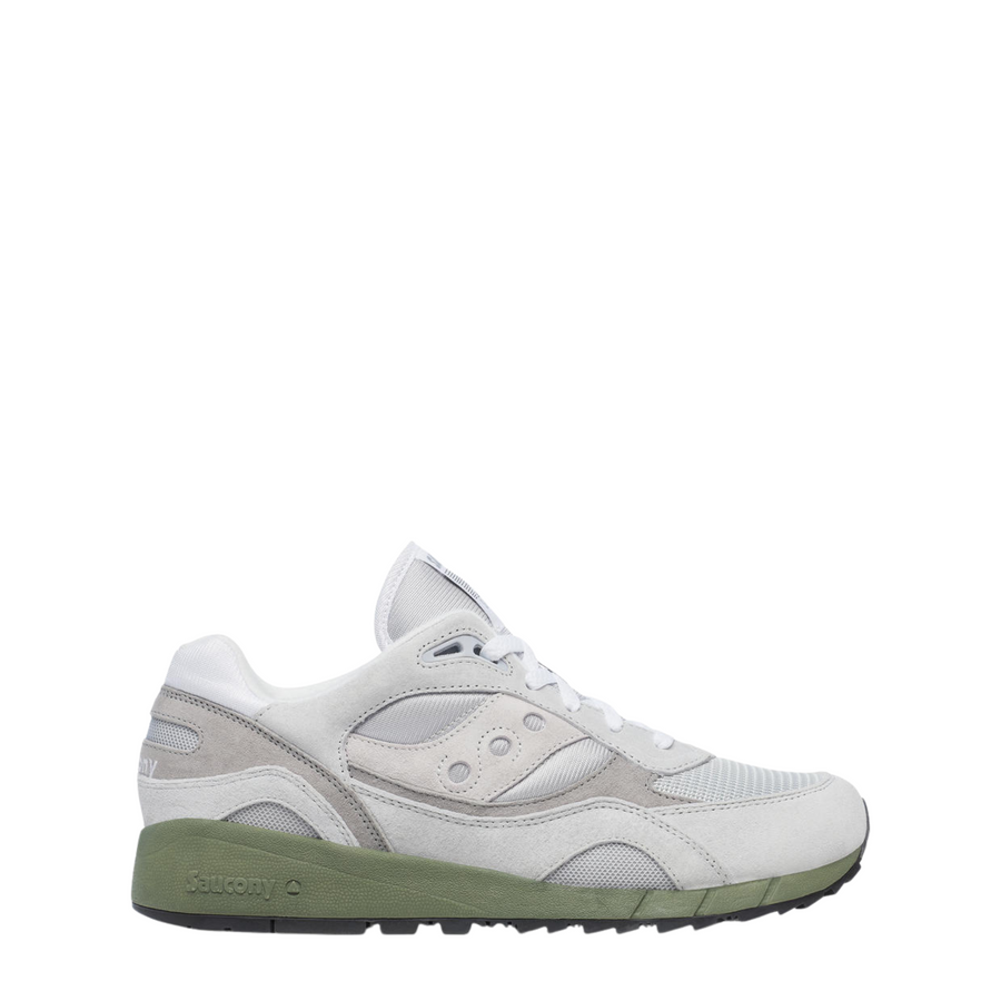grey saucony originals men's shadow 6000 with a green sole