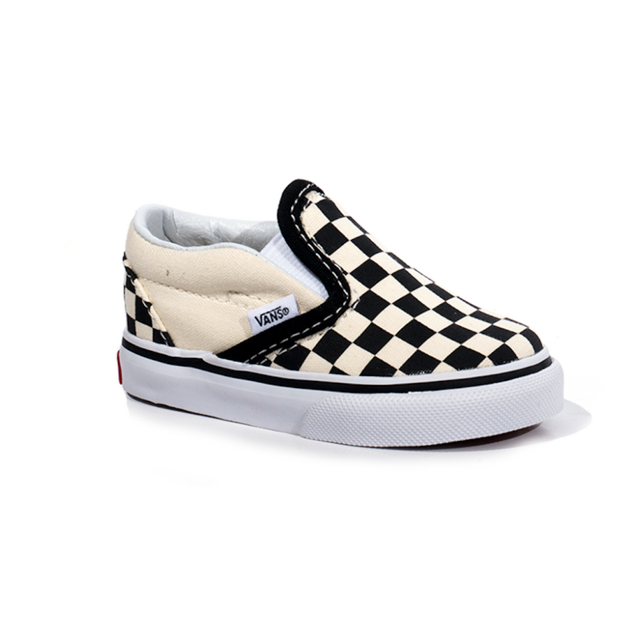 black and white checkerboard kids and toddler slip-on vans