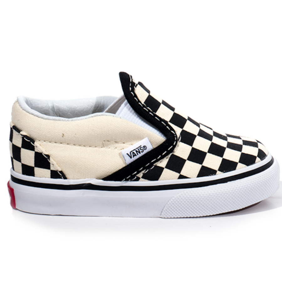 black and white checkerboard kids and toddler slip-on vans