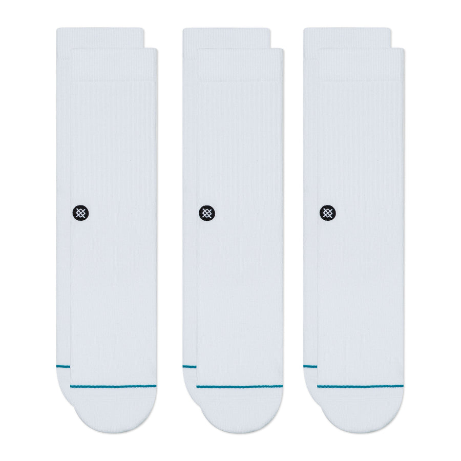 3 pack of white stance icon men's socks