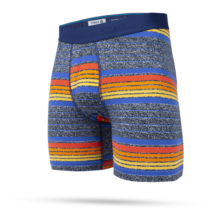 navy stance butterblend men's underwear with blue orange and yellow stripes