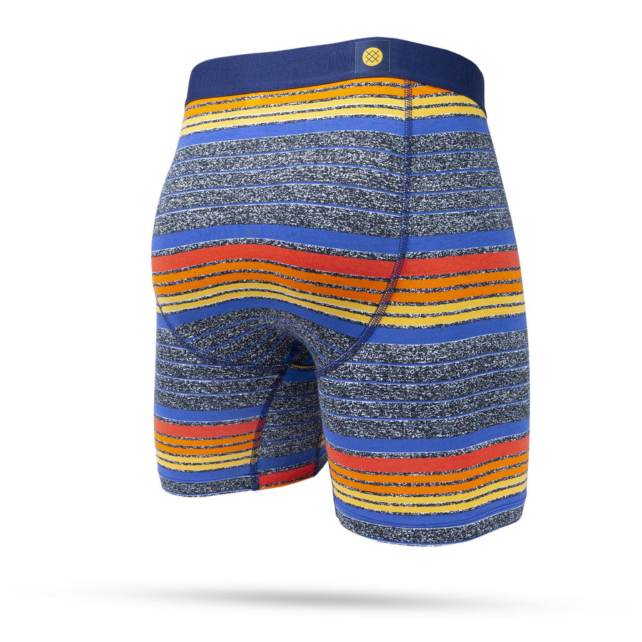 navy stance butterblend men's underwear with blue orange and yellow stripes
