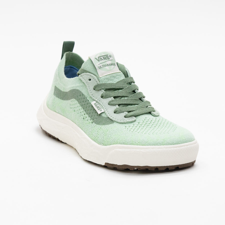green Vans Ultrarange VR3 men's comfort shoe with green sidestripe and white sole