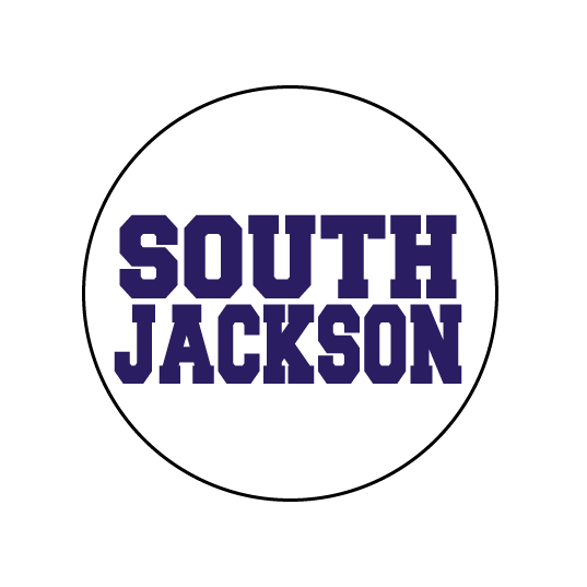 tee shirt featuring south jackson in capitalized block letters