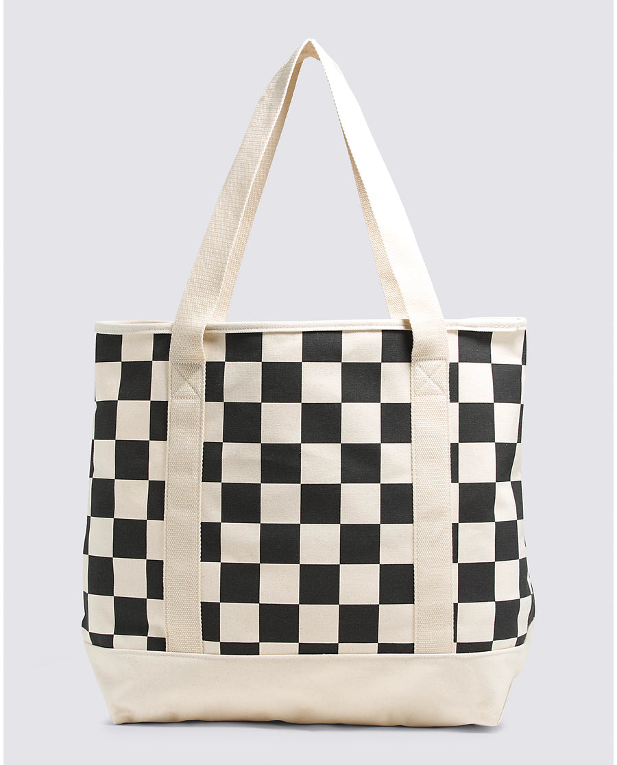 black and white checkerboard heavy canvas vans tote bag