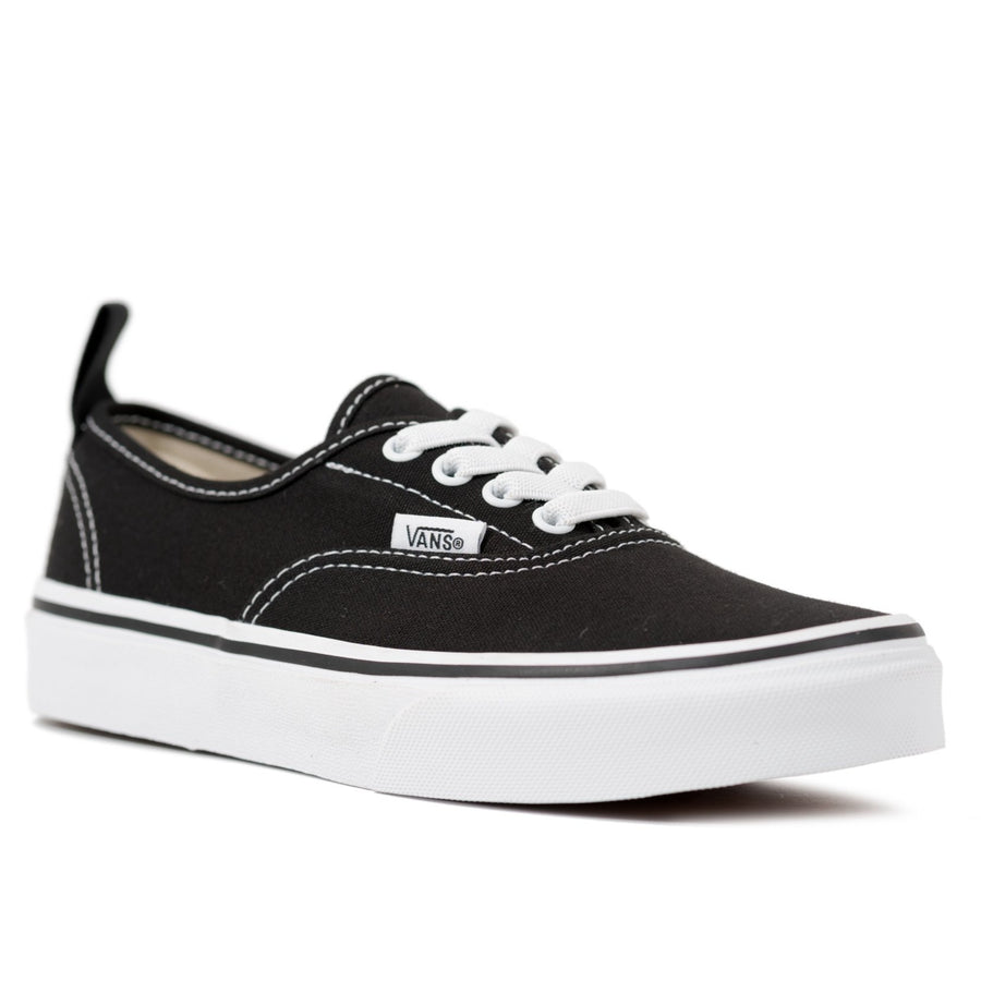 black and white vans kids elastic authentic shoe