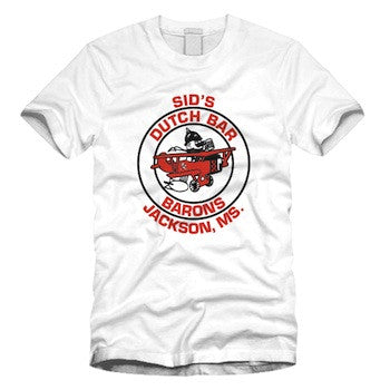 tee shirt featuring the sid's dutch bar barons jackson mississippi logo