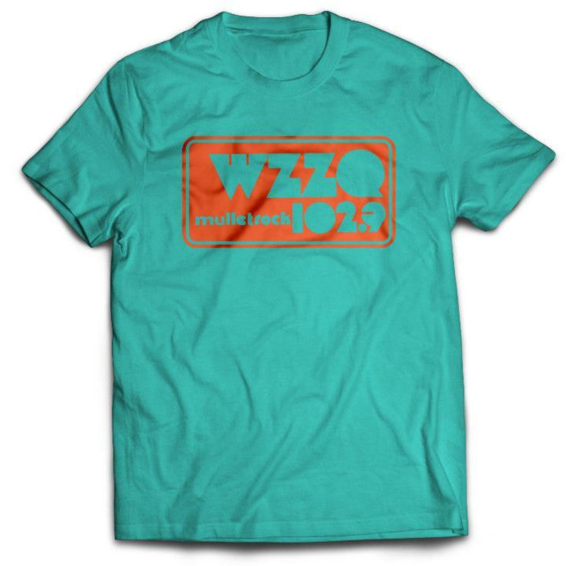 tee shirt featuring the WZZQ 102.9 logo and the slogan MULLET ROCK