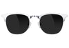silver glassy coors light colab sunglasses with black lenses