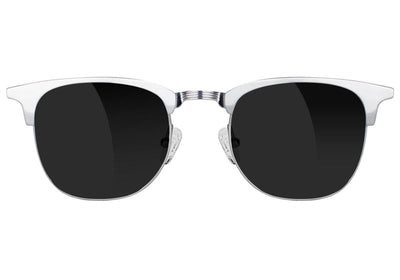 silver glassy coors light colab sunglasses with black lenses