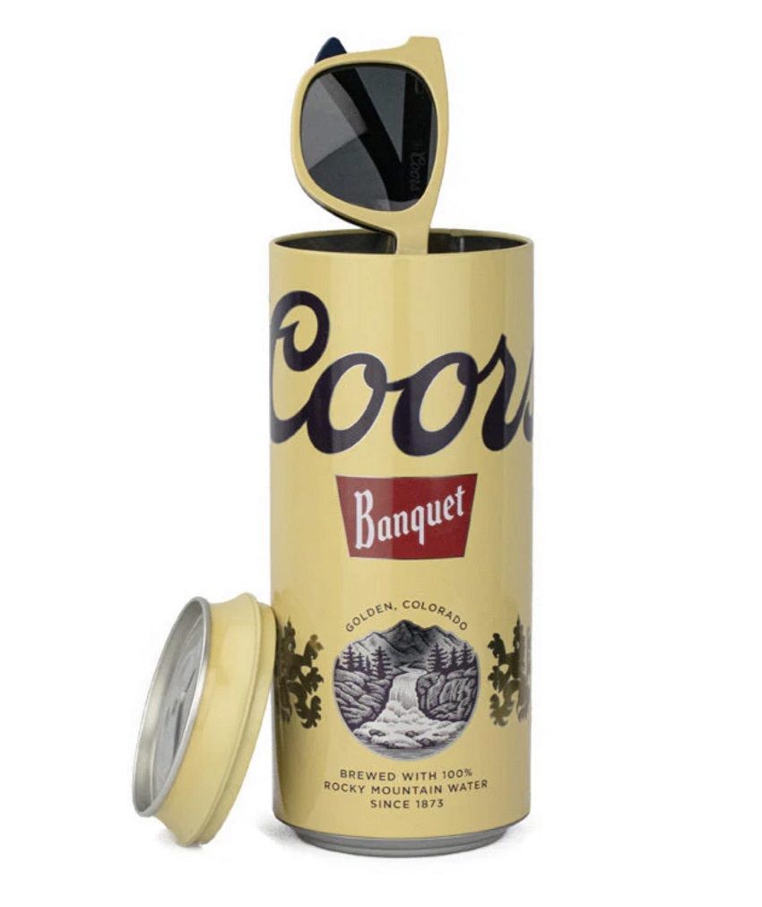 yellow and blue glassy x coors banquet beer sunglasses