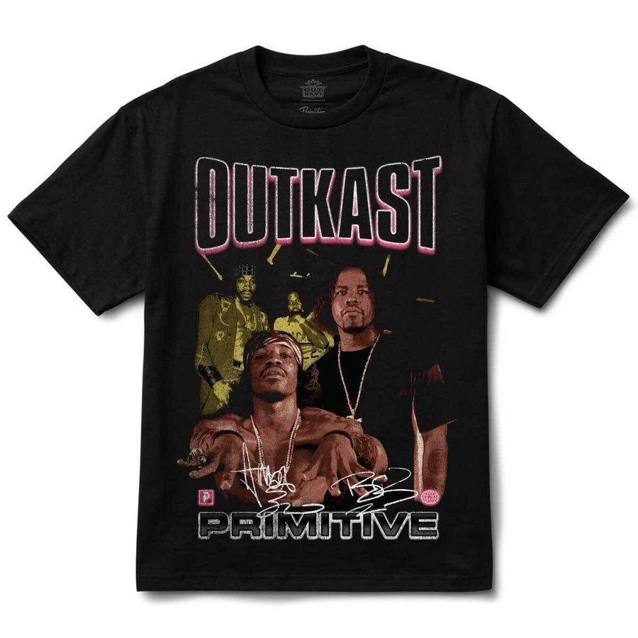 black primitive skateboards tee shirt featuring big boi and andre 3000 from outkast