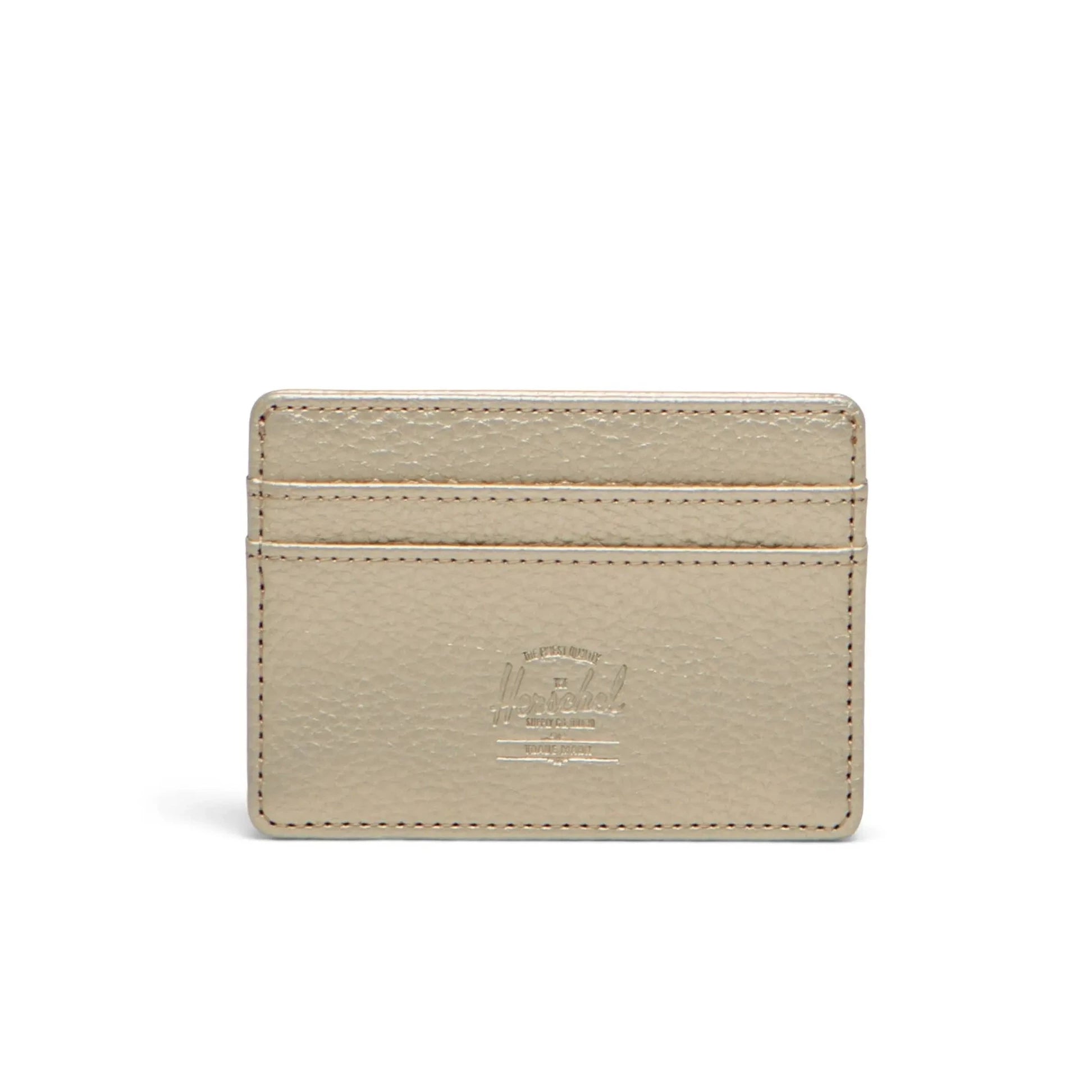 gold vegan leather front pocket card wallet by herschel
