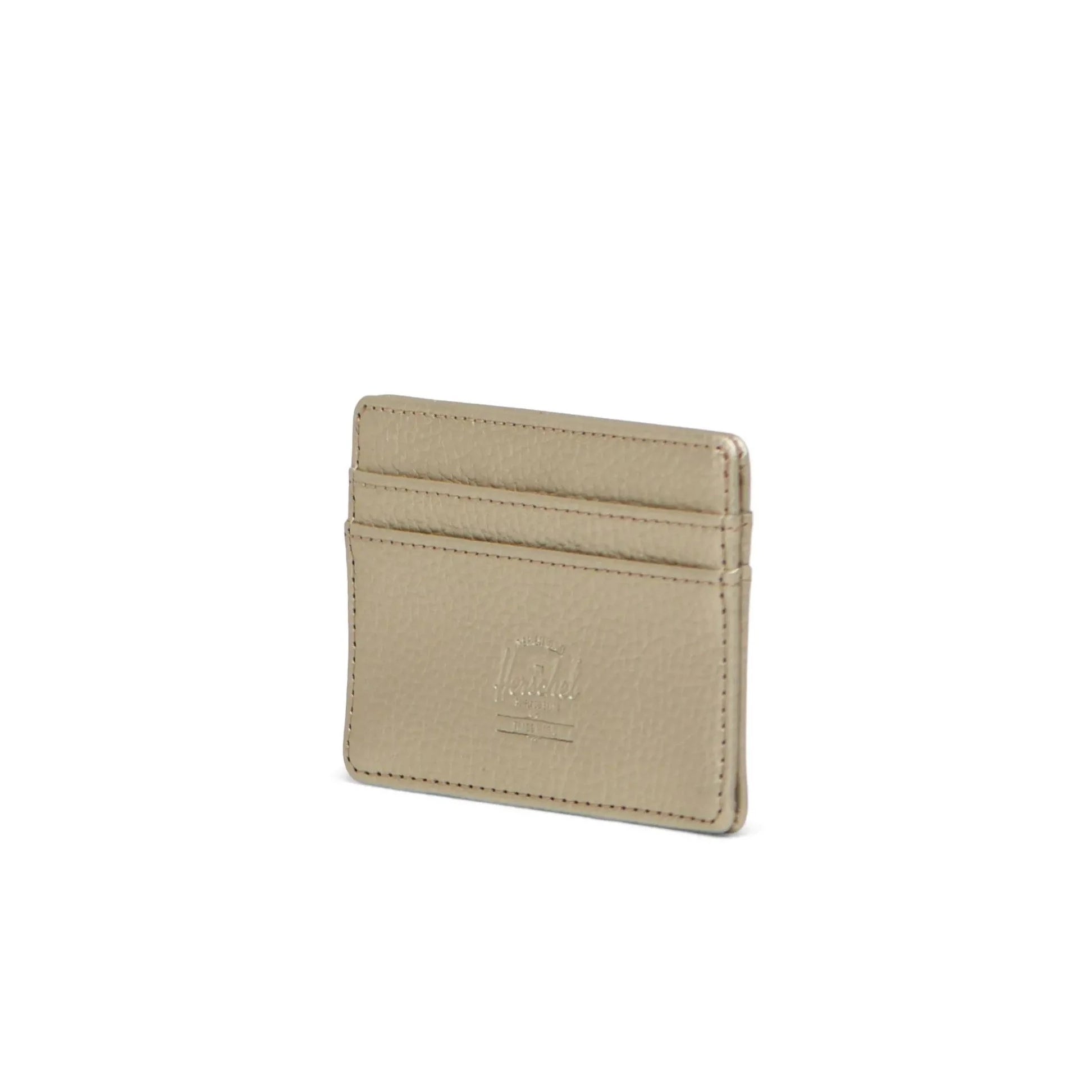 gold vegan leather front pocket card wallet by herschel