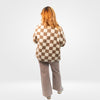 Miou Muse Checker Pattern Oversized Jacket - Mocha/White