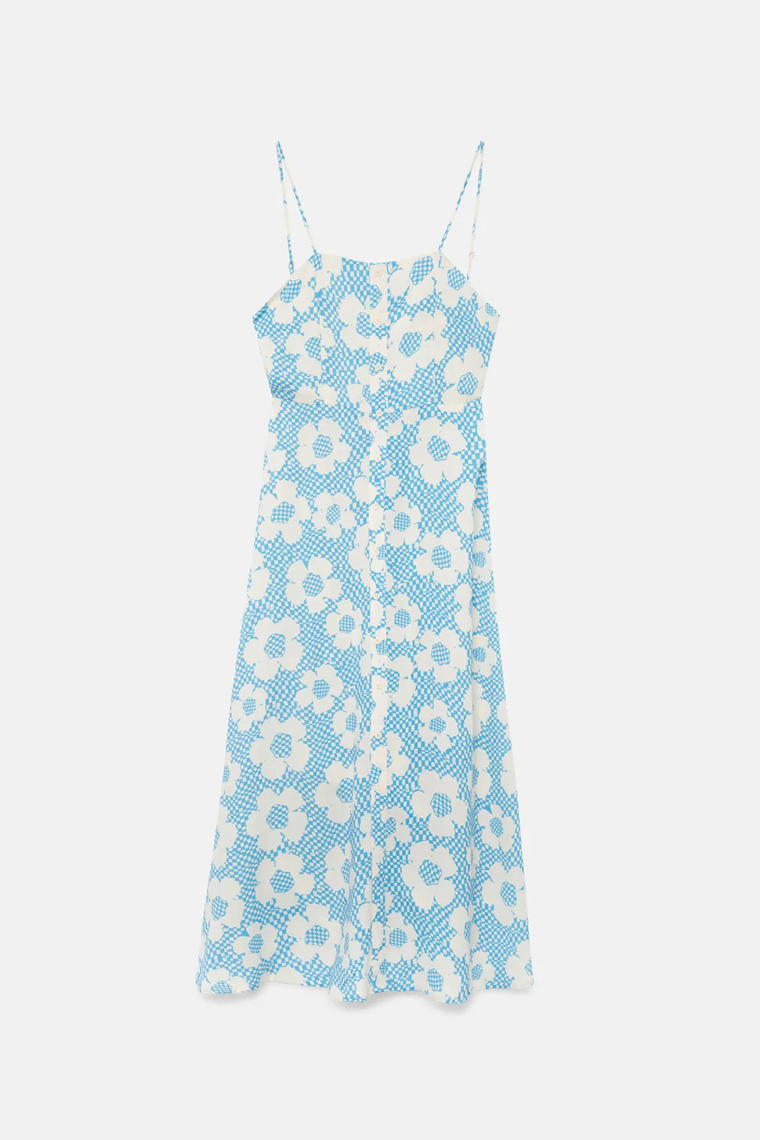 blue Flower Box Long Floral Dress