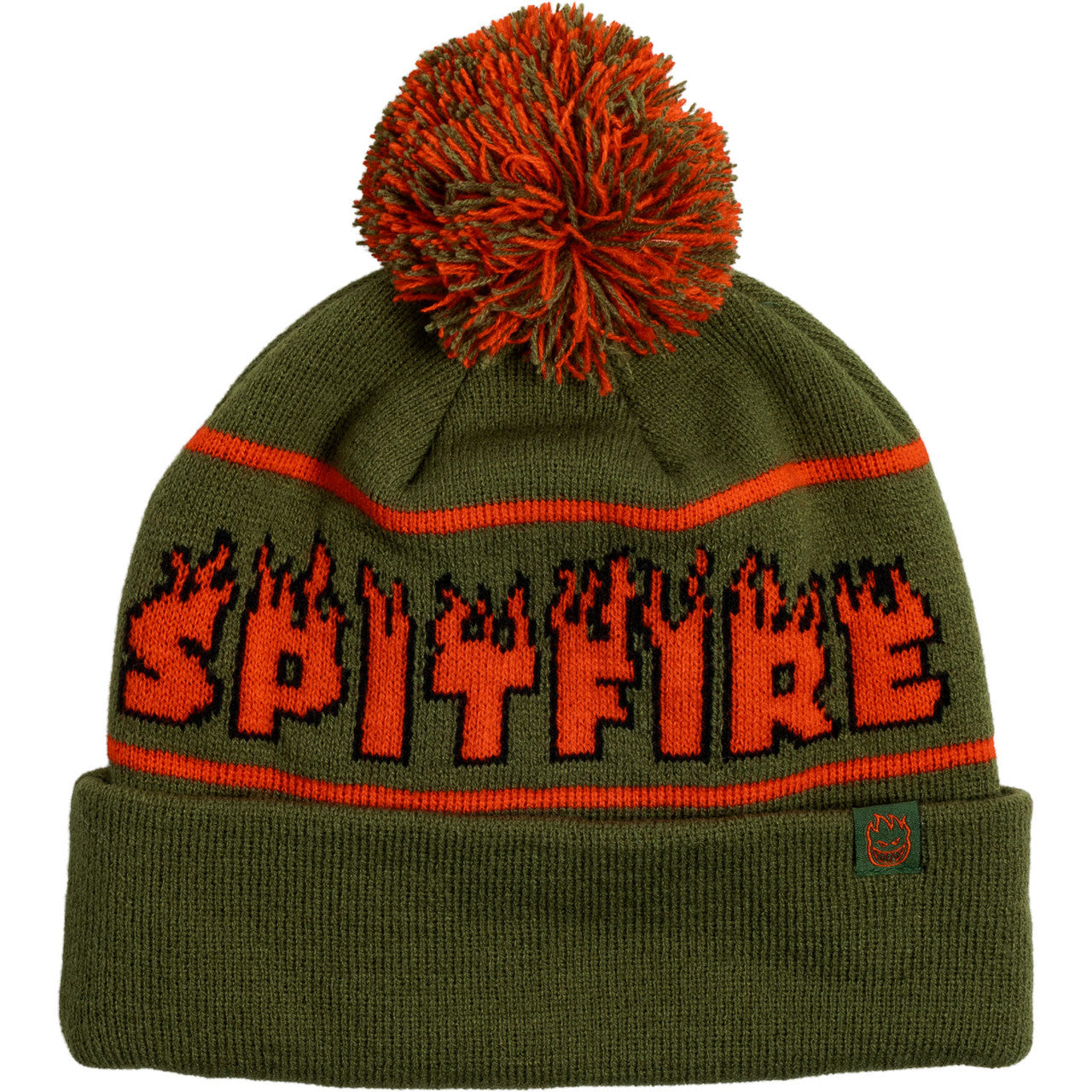 green spitfire pom beanie